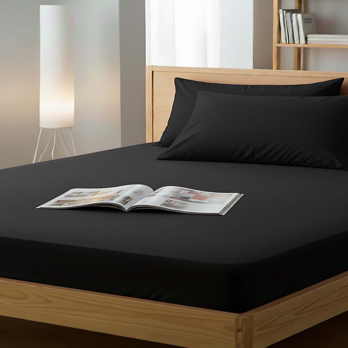 Black Double Fitted Sheet 160X200